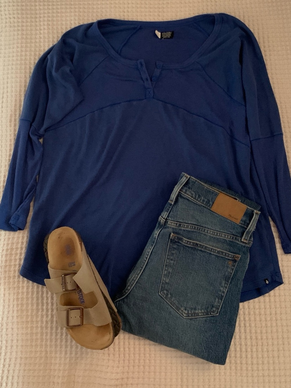 Volcom Blue Long Sleeve Henley Top
